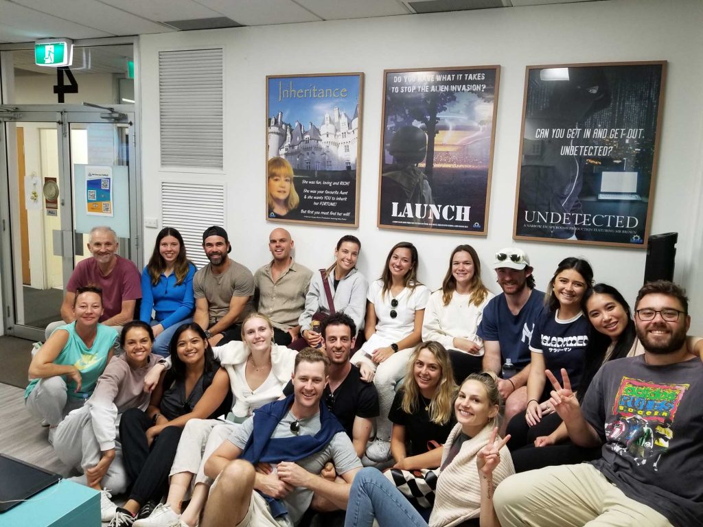 Large group of players just completed a corporate team bonding session at Narrow Escape Room Sydney