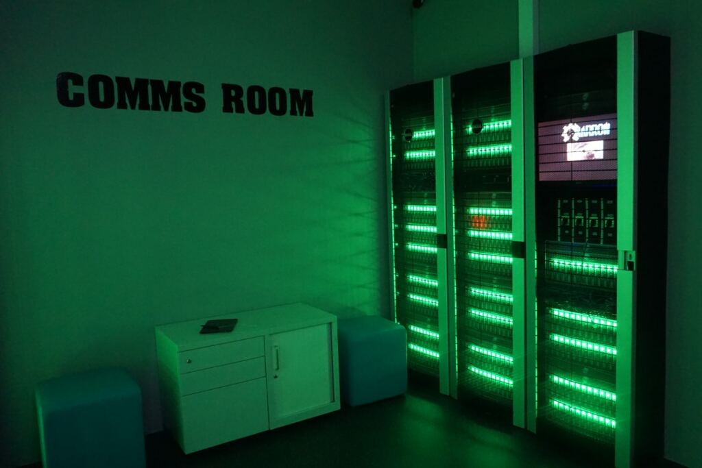 Our Launch escape room. Shows the open spacious room to soothe the mind of the claustrophobic.