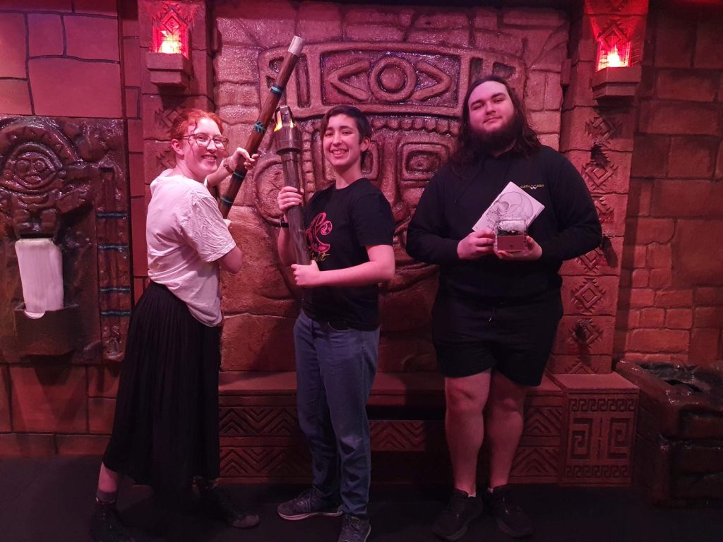 Handcrafted Aztec temple model prop inside The Hidden Temple escape room at Narrow Escape Rooms Penrith